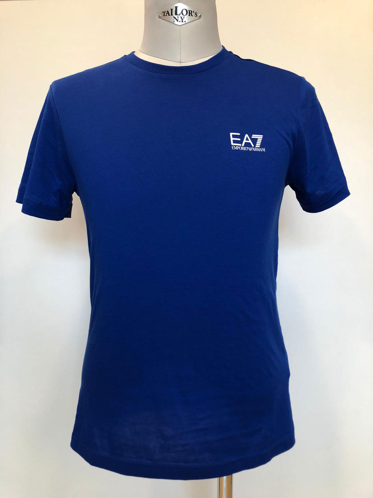 EA7 TShirt Uomo Basica con Logo Metal Bluette