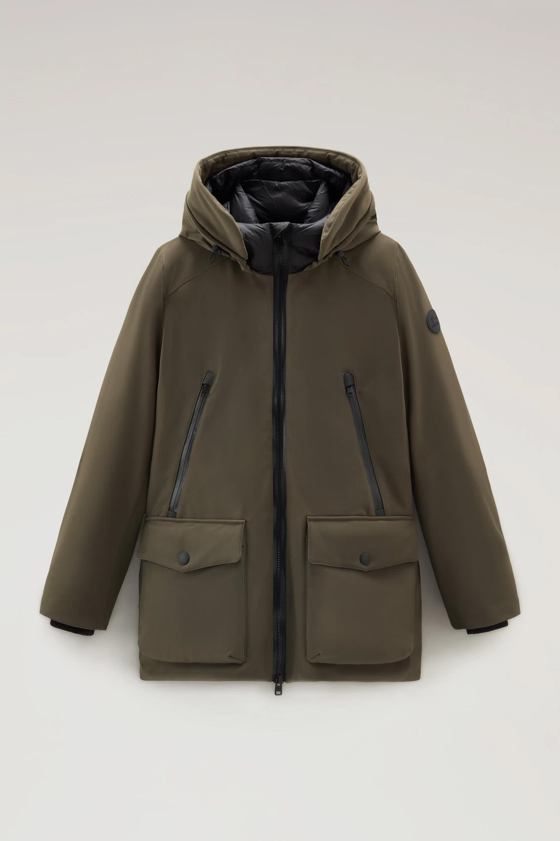 Giaccone Woolrich Parka in tech Softshell Verde