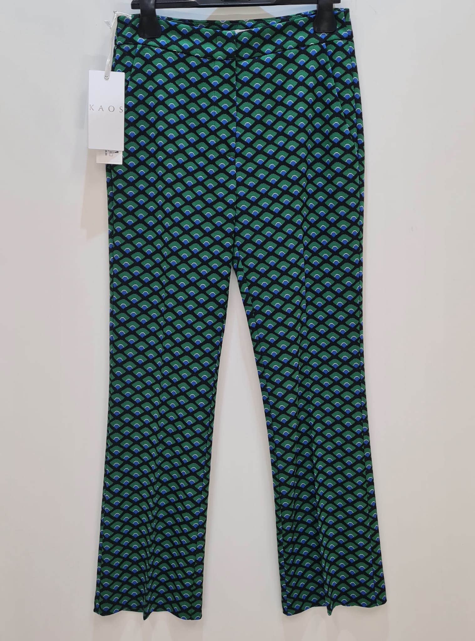 Pantalone KAOS maglia punto milano fantasia zampetta Verde