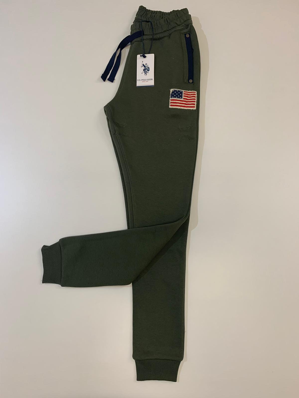 Pantalone Uomo US Polo Felpato Militare