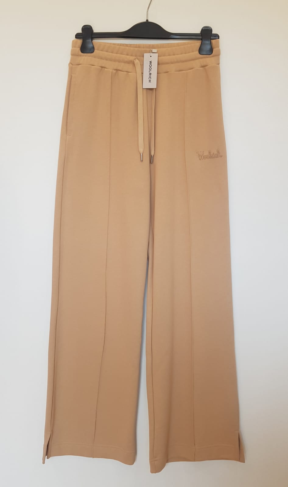 Pantalone Woolrich In Misto Viscosa e Lino Con Cintura in Tessuto Beige