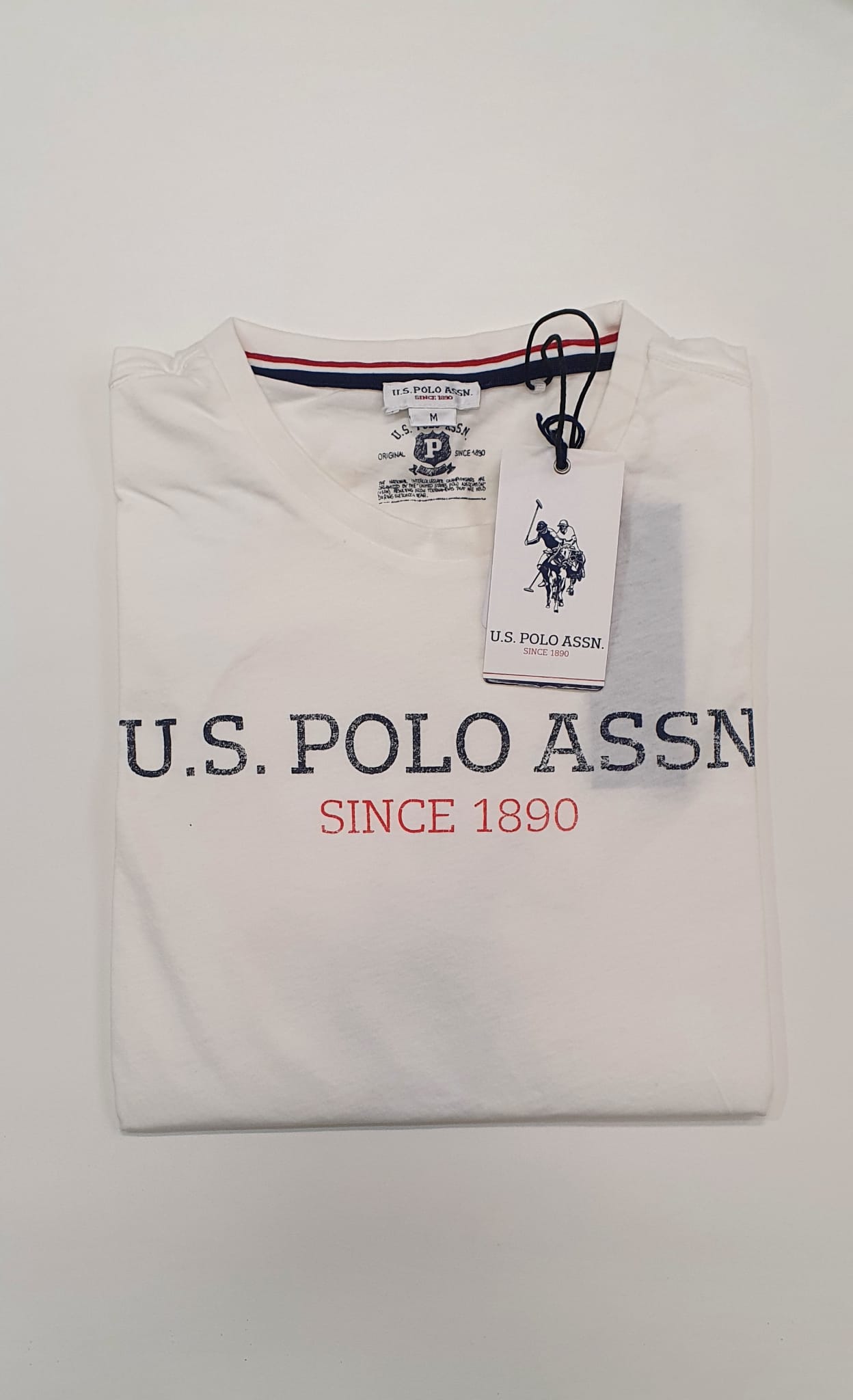 T-Shirt US Polo Scritta Bianco