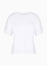 T-Shirt Ea7 Girocollo Precious in Misto Cotone Organico Bianco