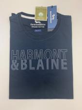 T-Shirt Harmont e Blaine Scritta Tinta su Tinta Blu