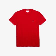 T-Shirt Lacoste Girocollo in Jersy Di Cotone Pima Tinta Unita Rossa